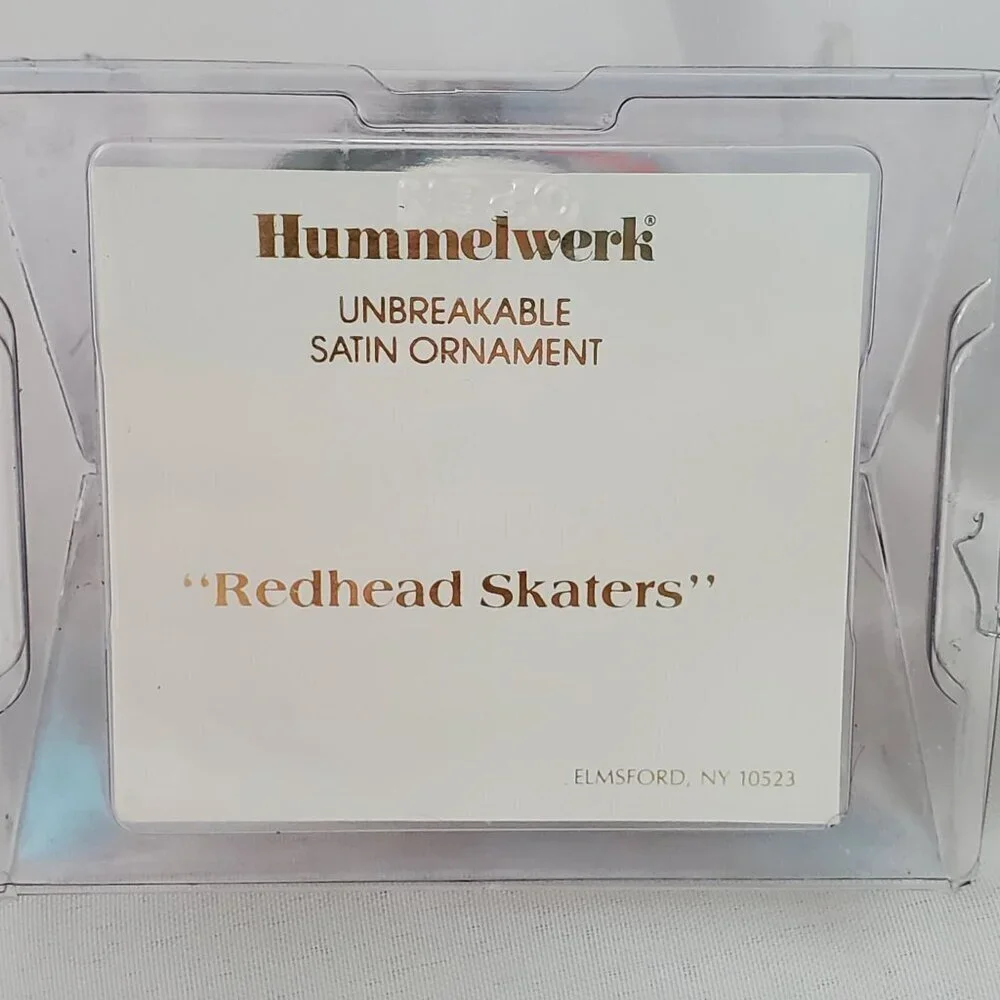 VTG Hummelwerk 1980 Redhead Skaters Satin Christmas Ornament
